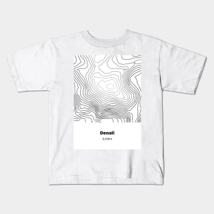 Denali Topographic Map Kids T-Shirt